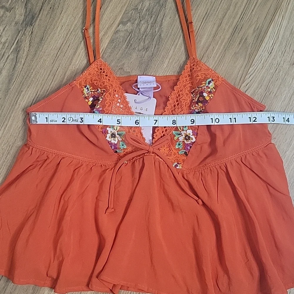 Savage X Fenty Dolled Up Sleep Cami Spiced Orange with Lace Cheeky - Picture 8 of 15